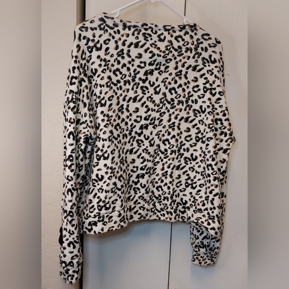 AMP Cheetah Print Cotton Sweatshirt Lace Up Long Sleeves Size XL Fleece Top Cozy - Picture 4 of 9